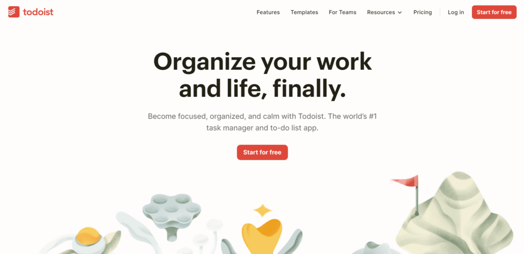 Screenshot of TodoIst Homepage